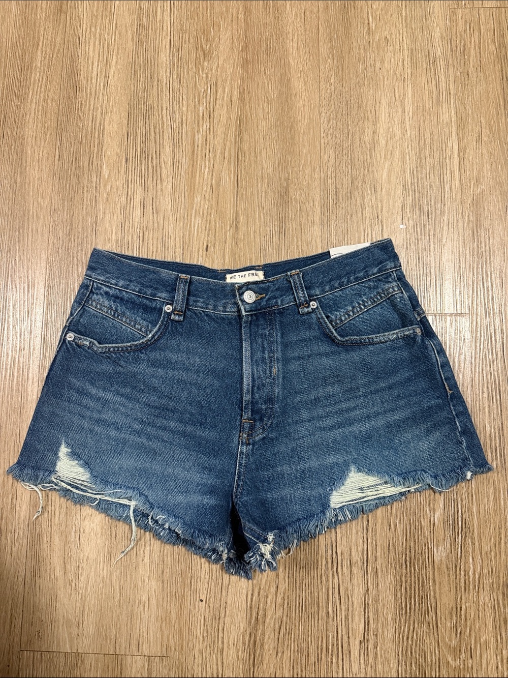 Free People Dark Blue Distressed Denim Shorts size 29
